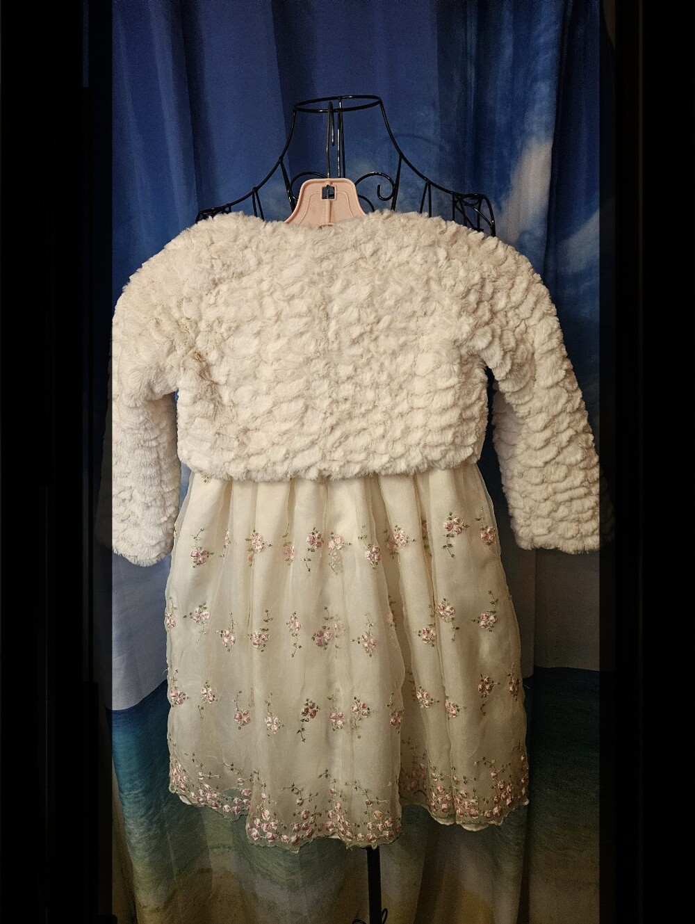 Cinderella Ivory Satin Dress and Soft Cream Faux Fur Set - Picture 4 of 16